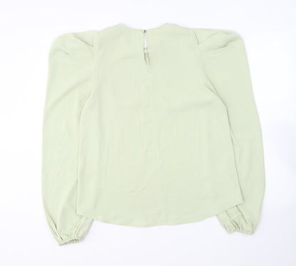 AX Paris Womens Green Polyester Basic Blouse Size 8 Round Neck