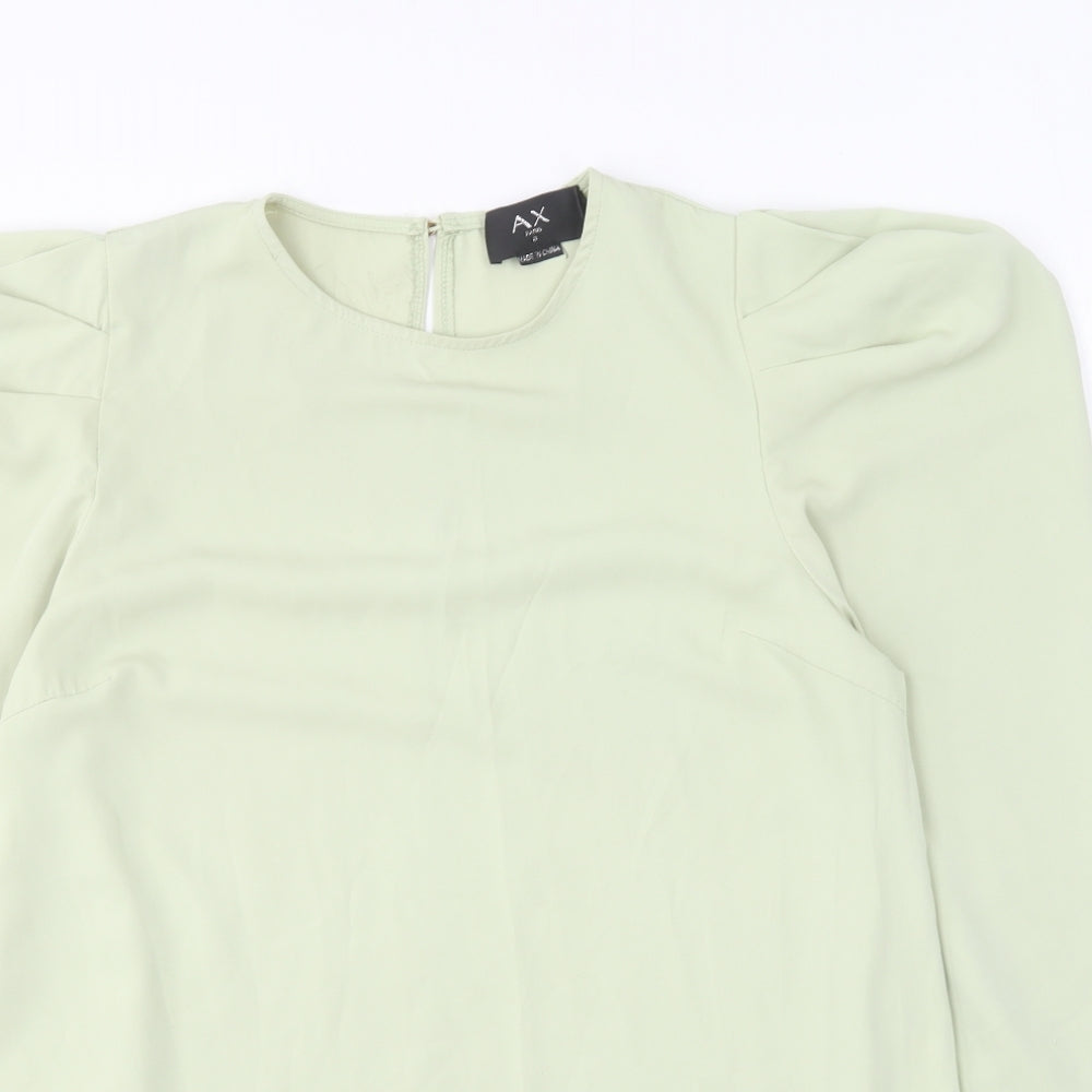 AX Paris Womens Green Polyester Basic Blouse Size 8 Round Neck