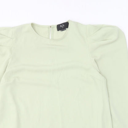 AX Paris Womens Green Polyester Basic Blouse Size 8 Round Neck