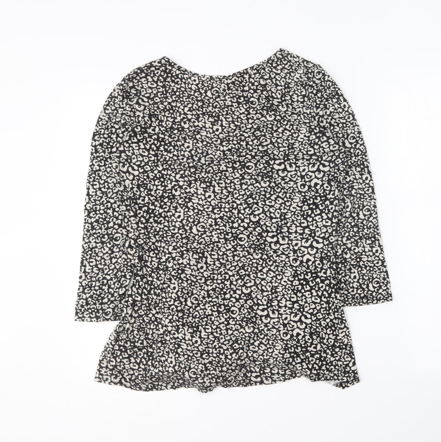 TU Womens Black Geometric Viscose Basic T-Shirt Size 12 Round Neck