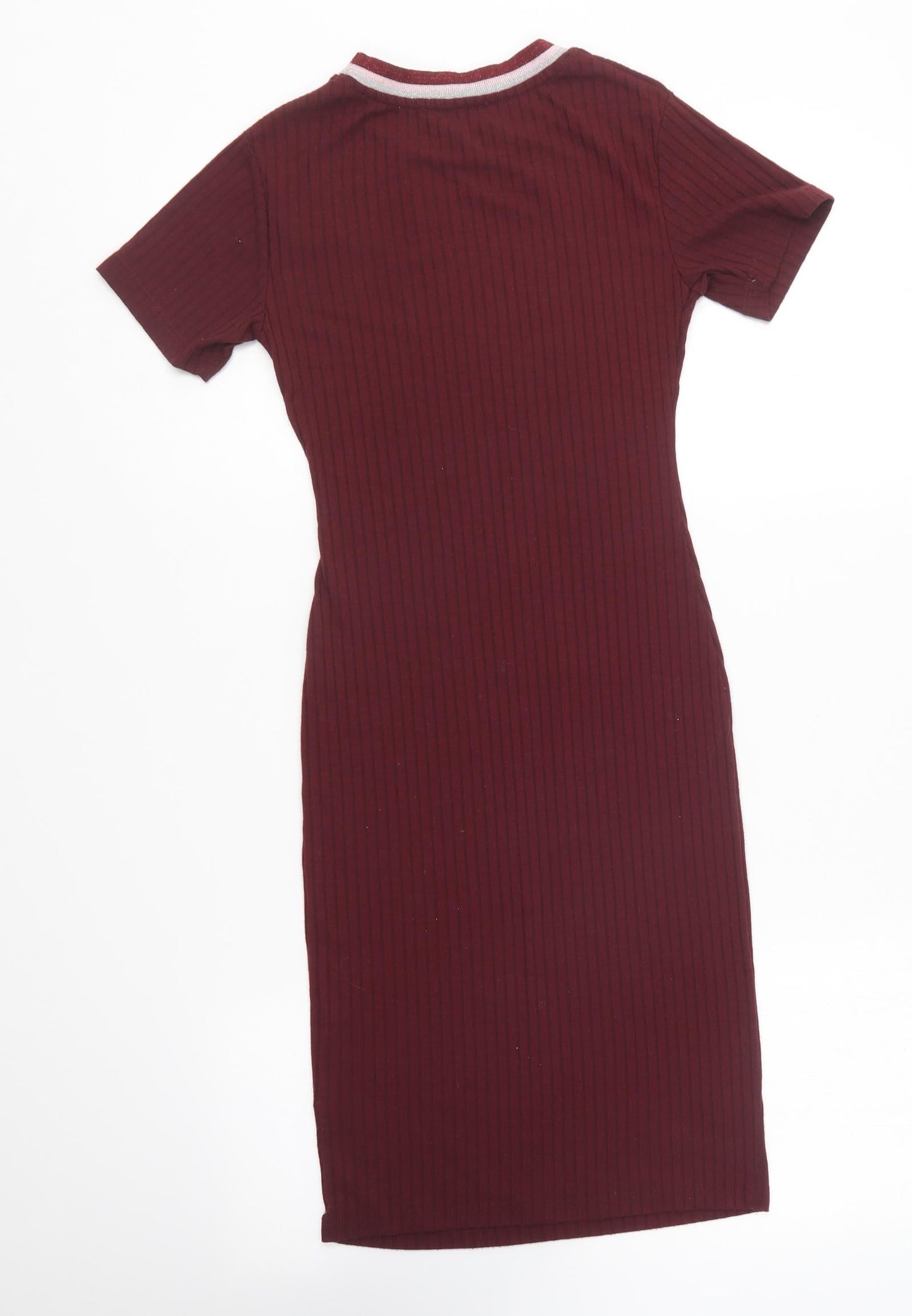 Primark Womens Purple Polyester Bodycon Size 4 Round Neck