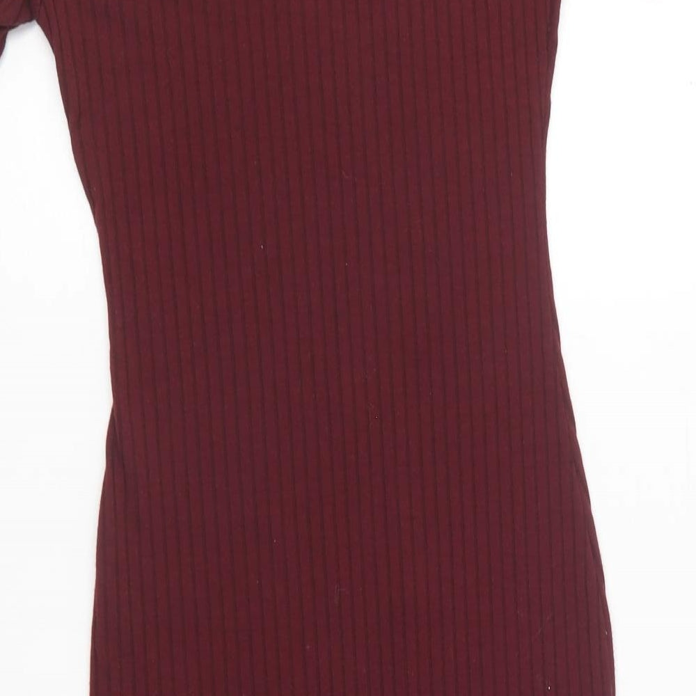 Primark Womens Purple Polyester Bodycon Size 4 Round Neck