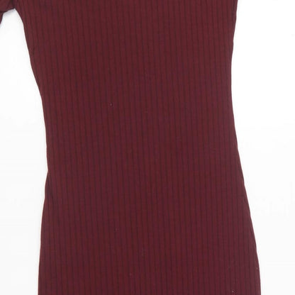 Primark Womens Purple Polyester Bodycon Size 4 Round Neck