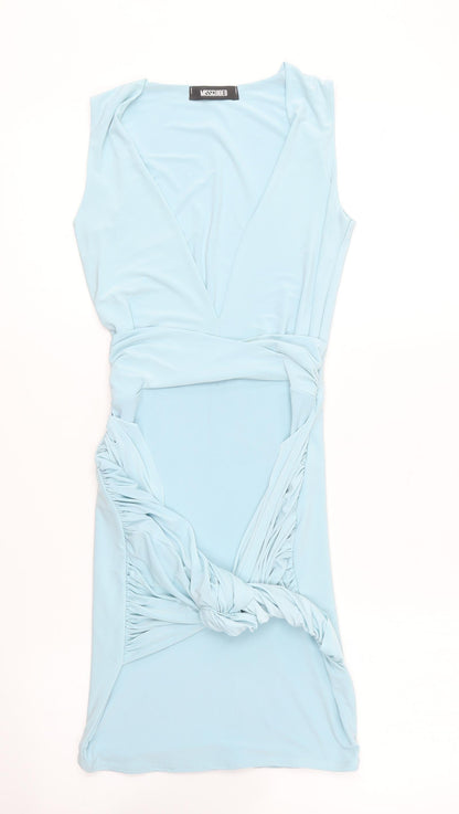 Missguided Womens Blue Polyester Bodycon Size 4 V-Neck