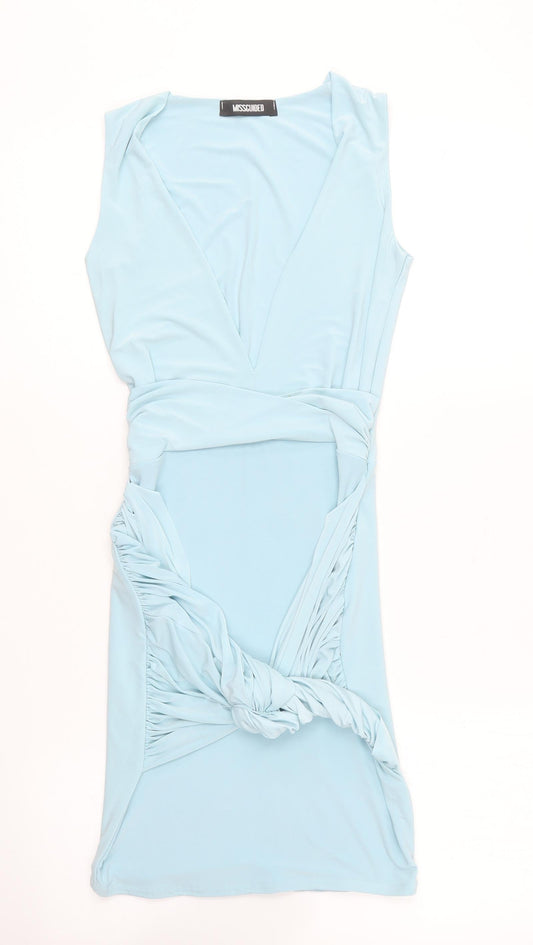 Missguided Womens Blue Polyester Bodycon Size 4 V-Neck