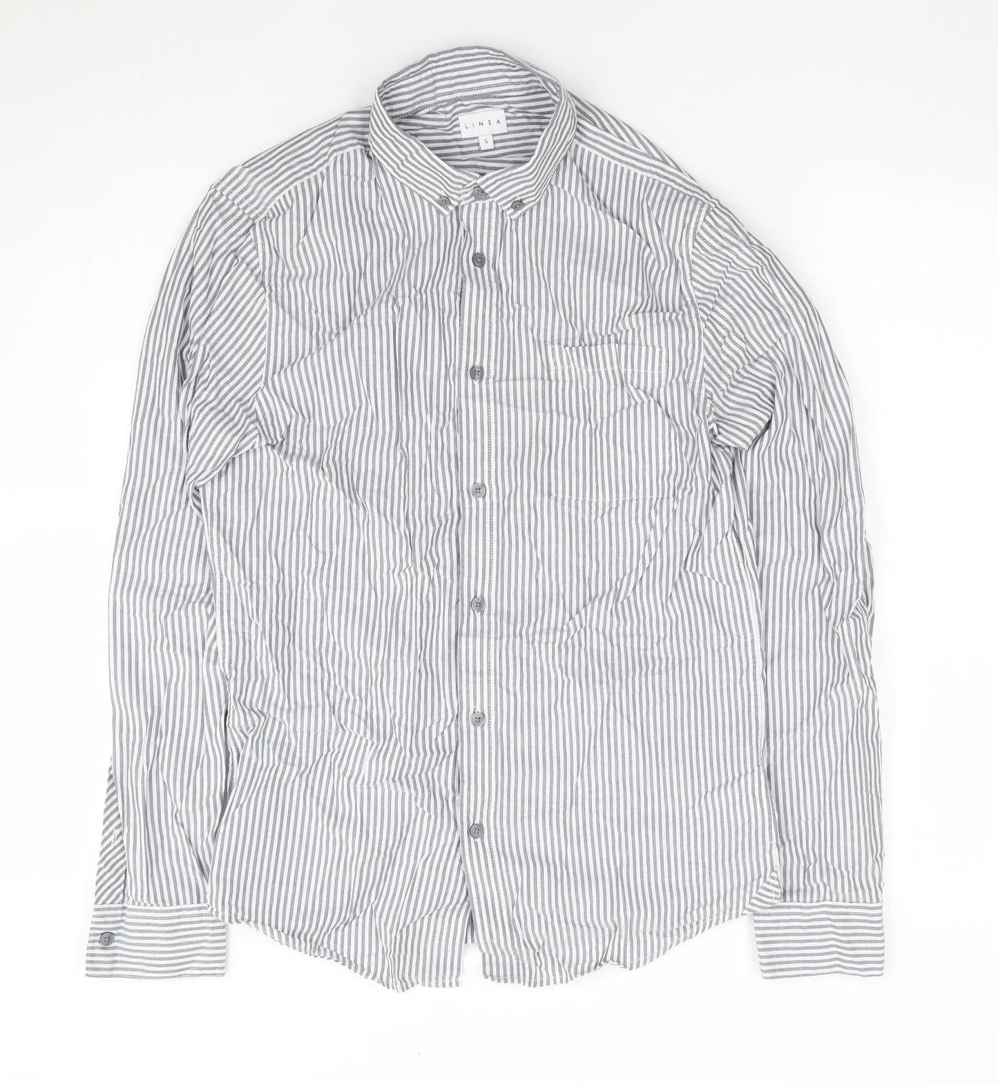 Womens UK Size S Linea Blue Jersey Button-Up