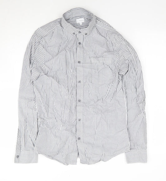 Womens UK Size S Linea Blue Jersey Button-Up