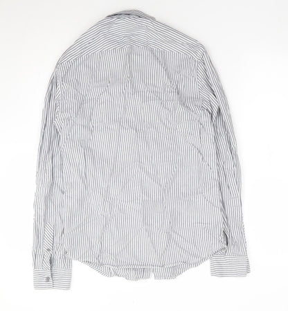 Womens UK Size S Linea Blue Jersey Button-Up