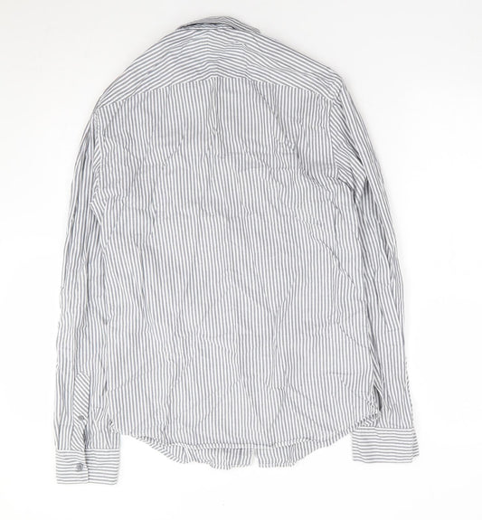 Womens UK Size S Linea Blue Jersey Button-Up