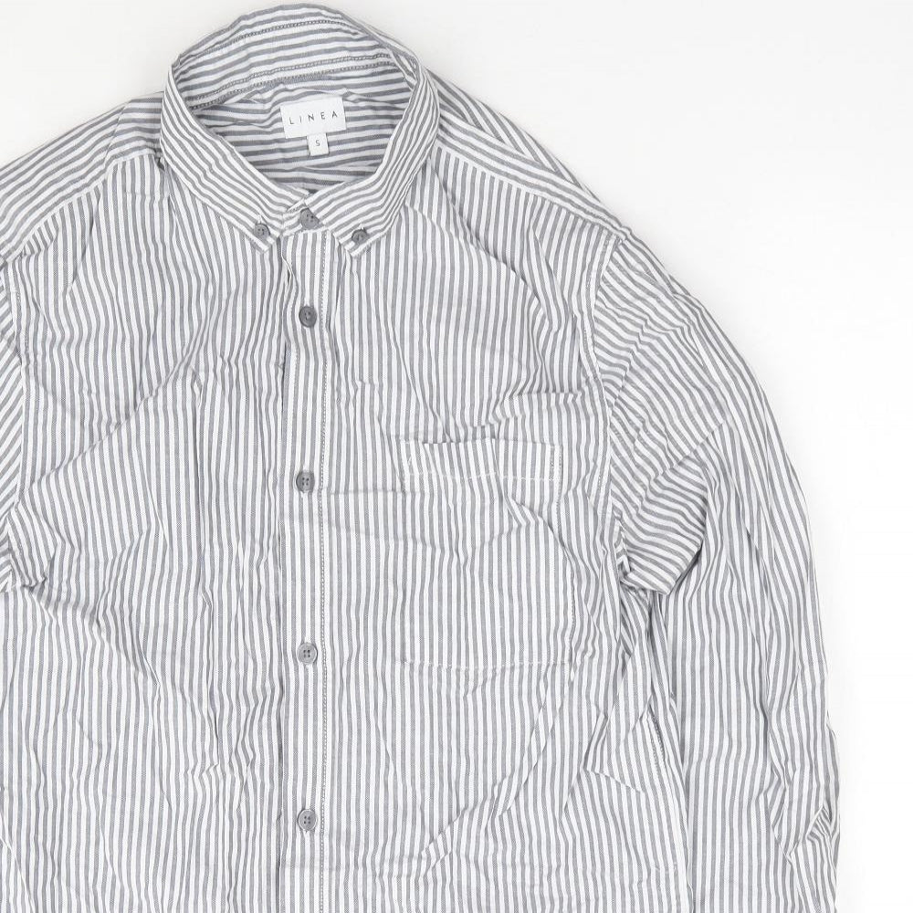Womens UK Size S Linea Blue Jersey Button-Up