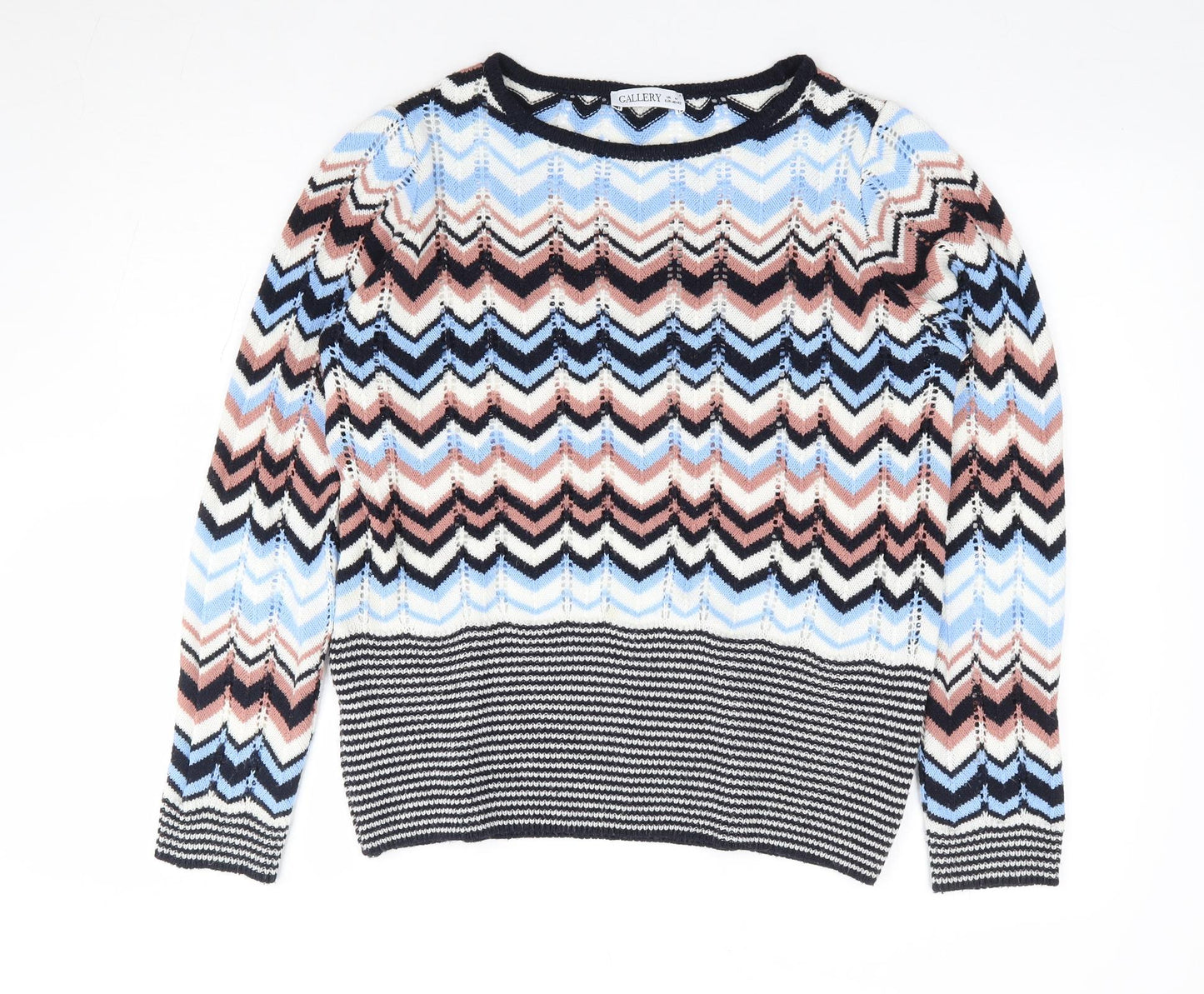 Gallery Womens Multicoloured Round Neck Geometric Acrylic Pullover Jumper Size M