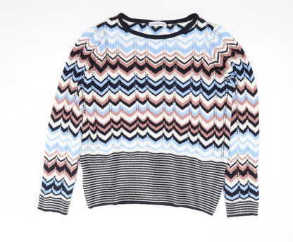 Gallery Womens Multicoloured Round Neck Geometric Acrylic Pullover Jumper Size M