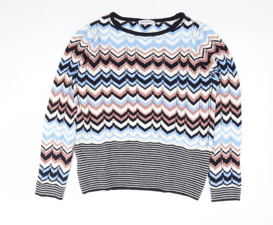 Gallery Womens Multicoloured Round Neck Geometric Acrylic Pullover Jumper Size M