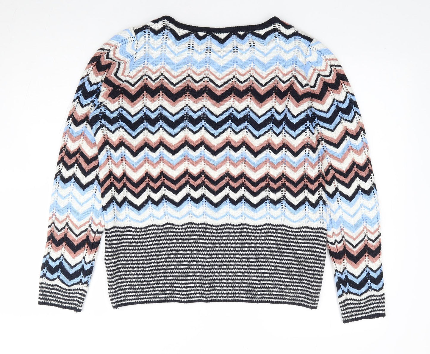 Gallery Womens Multicoloured Round Neck Geometric Acrylic Pullover Jumper Size M