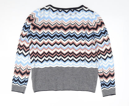 Gallery Womens Multicoloured Round Neck Geometric Acrylic Pullover Jumper Size M