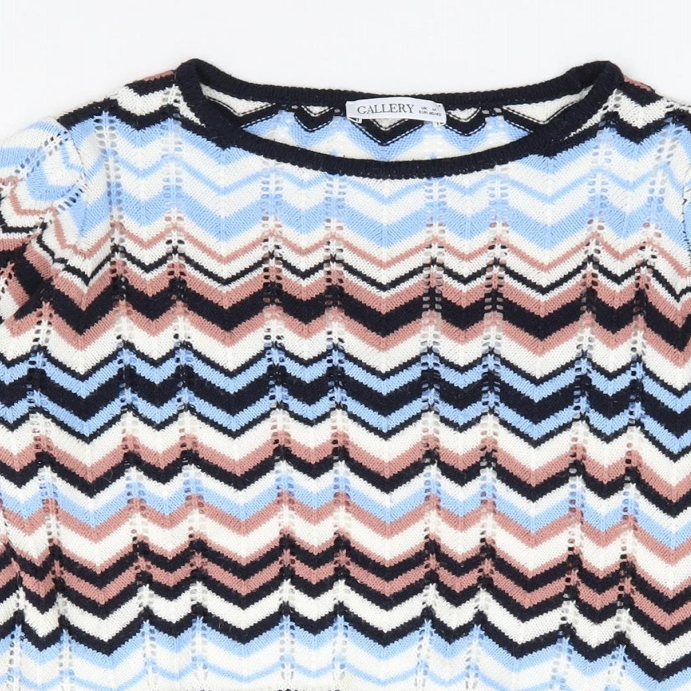 Gallery Womens Multicoloured Round Neck Geometric Acrylic Pullover Jumper Size M