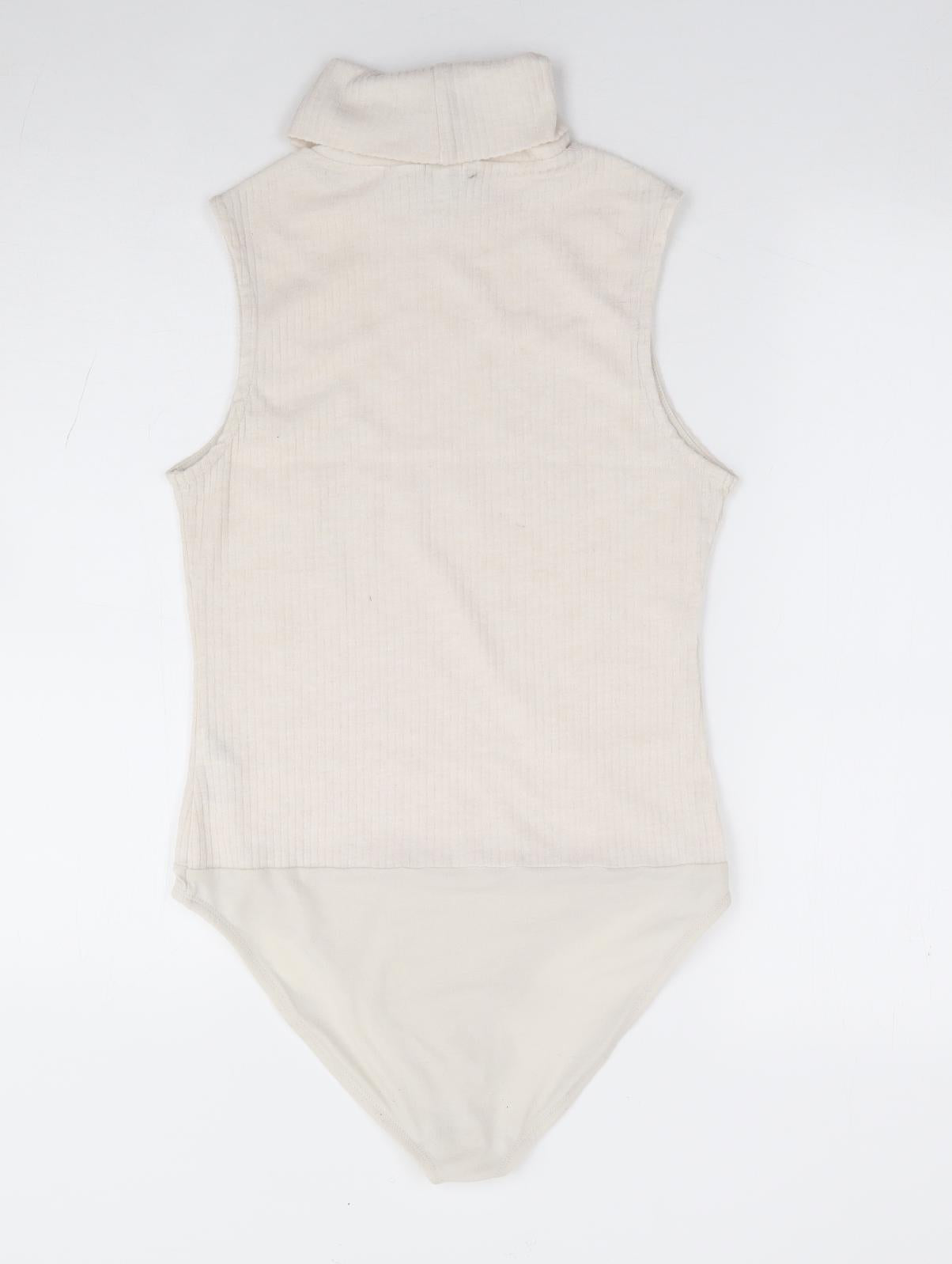 River Island Womens Beige Polyester Bodysuit One-Piece Size 10 Snap