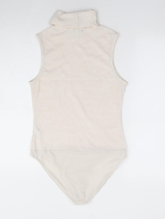River Island Womens Beige Polyester Bodysuit One-Piece Size 10 Snap