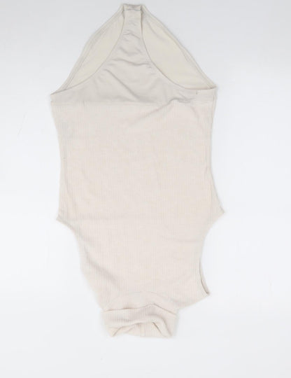 River Island Womens Beige Polyester Bodysuit One-Piece Size 10 Snap