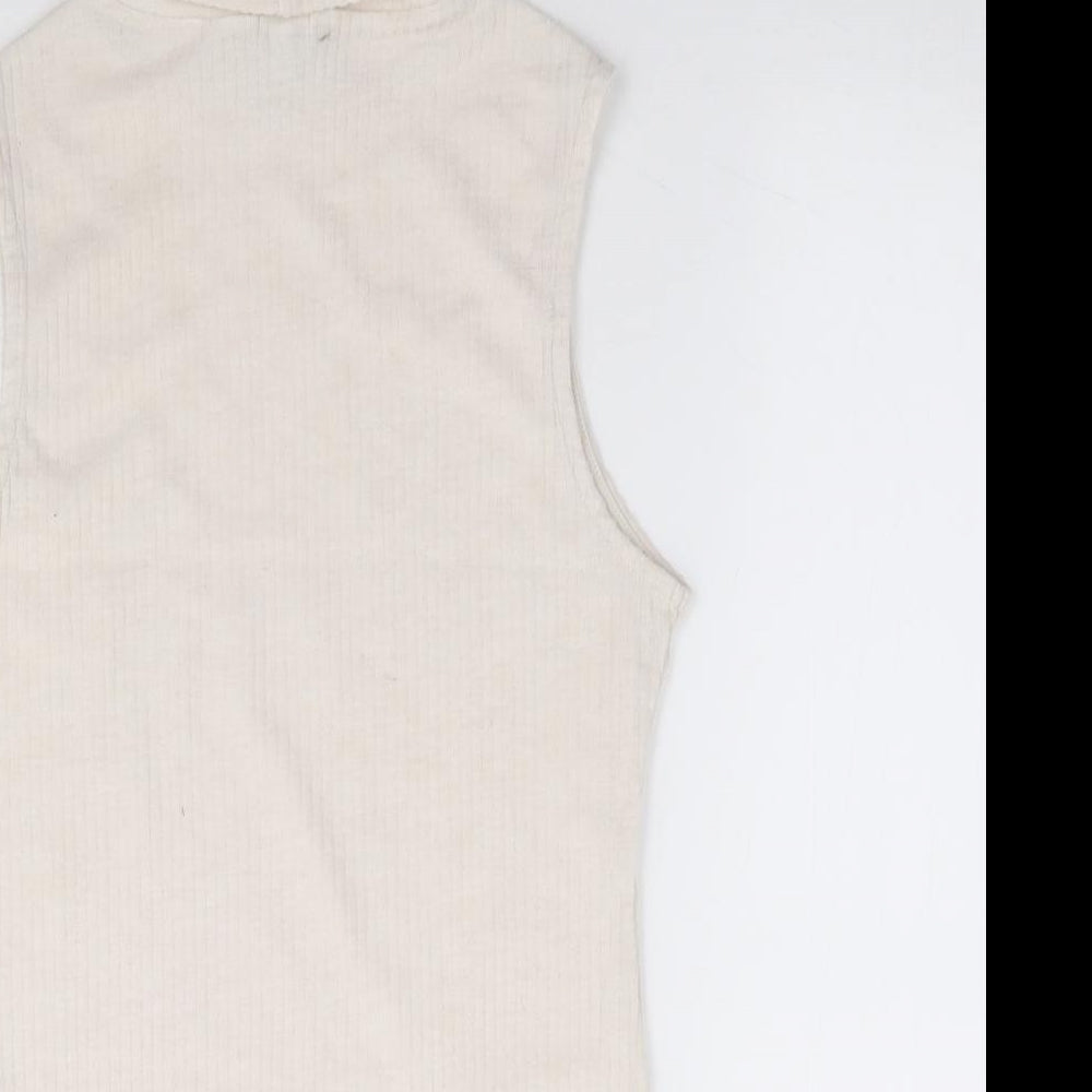 River Island Womens Beige Polyester Bodysuit One-Piece Size 10 Snap