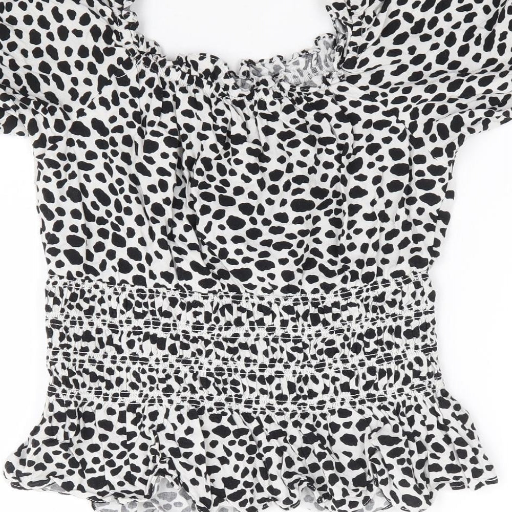 Womens UK Size 10 New Look Ivory Jersey T-Shirt