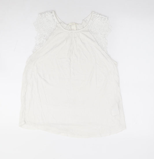 Womens UK Size M H&M Ivory Jersey Tank