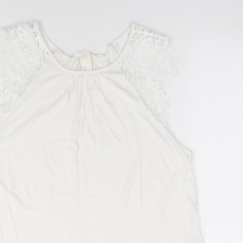 Womens UK Size M H&M Ivory Jersey Tank