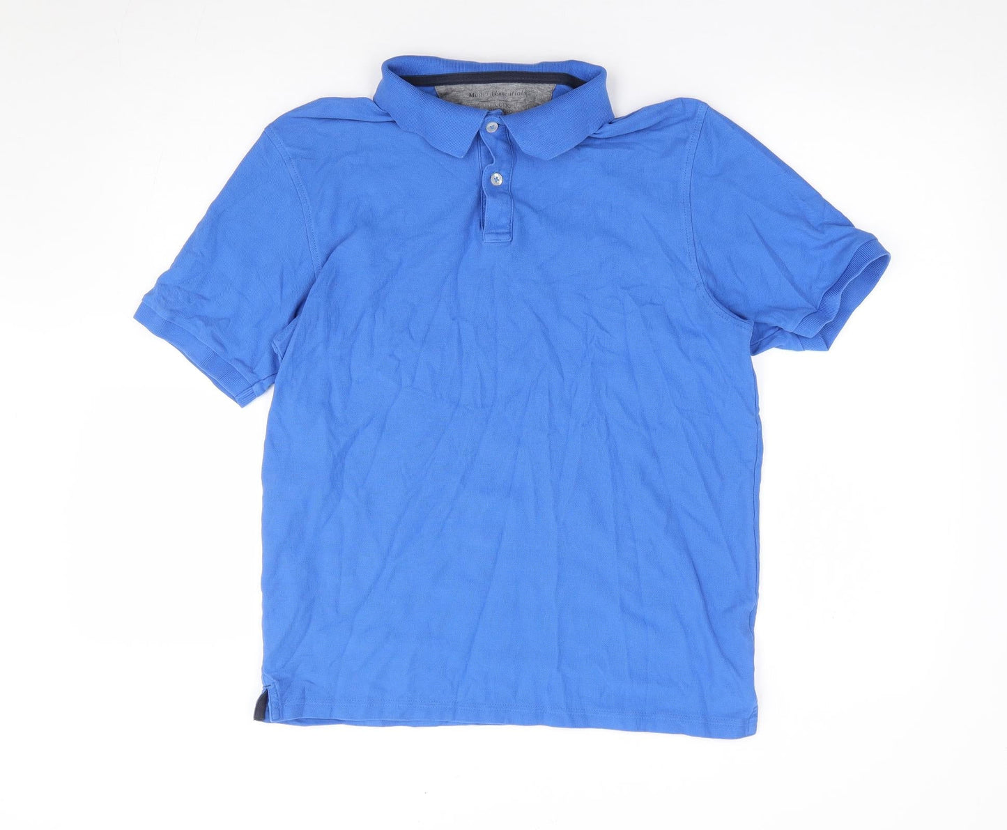 Modern Essentials Mens Blue Polyester Polo Size M Collared Pullover