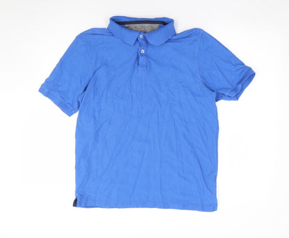 Modern Essentials Mens Blue Polyester Polo Size M Collared Pullover