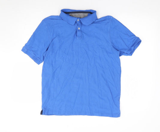 Modern Essentials Mens Blue Polyester Polo Size M Collared Pullover