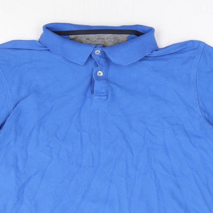Modern Essentials Mens Blue Polyester Polo Size M Collared Pullover