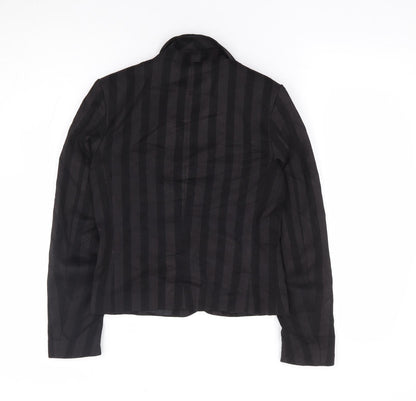 H&M Womens Black Striped Polyester Jacket Suit Jacket Size 6