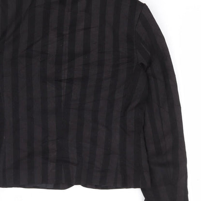 H&M Womens Black Striped Polyester Jacket Suit Jacket Size 6