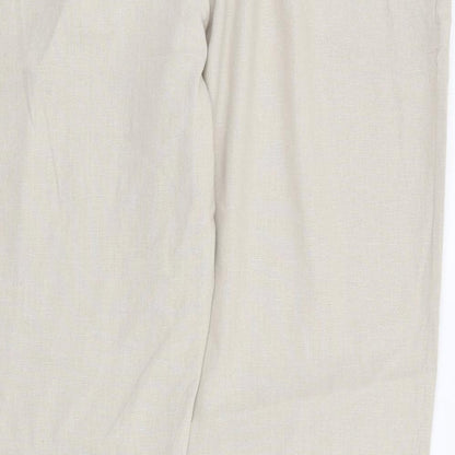 George Womens Beige Polyester Trousers Size 40 L32 in Regular Zip