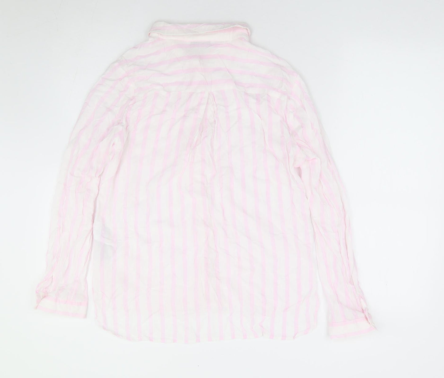 Only Womens Pink Striped Viscose Jersey Button-Up Size 12 Collared