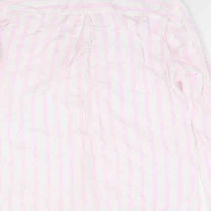 Only Womens Pink Striped Viscose Jersey Button-Up Size 12 Collared