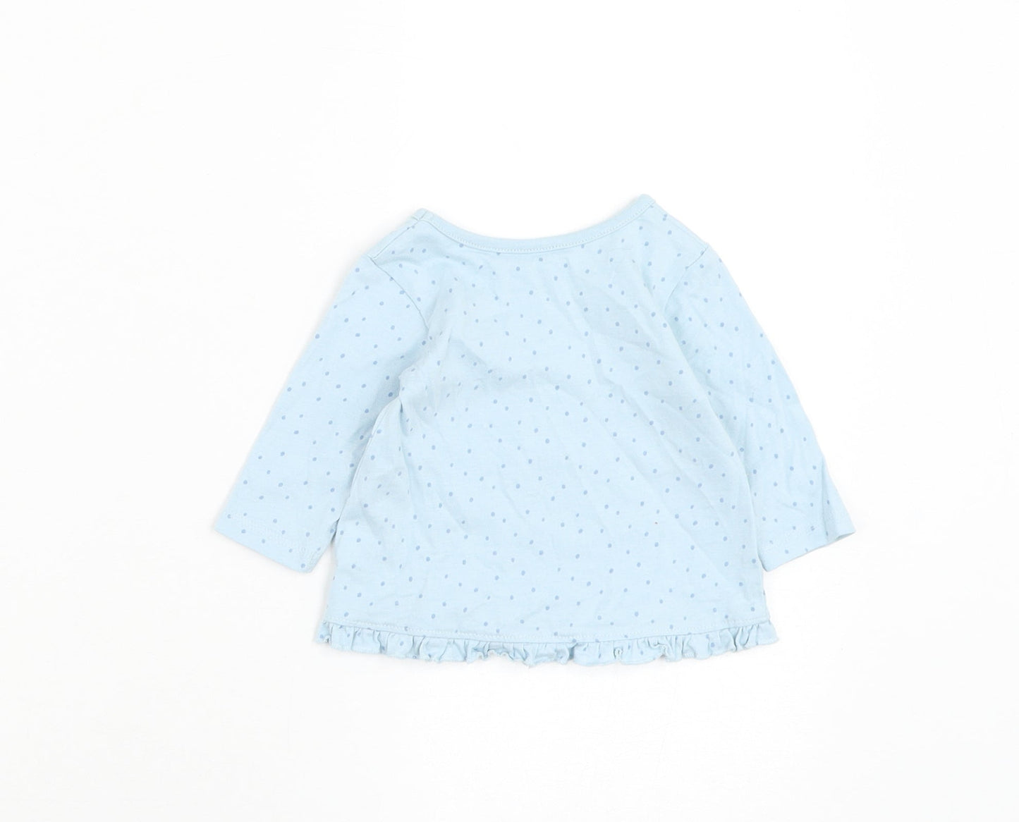 George Girls Blue Spotted Cotton Basic T-Shirt Size 0-3 Months Round Neck Pullover