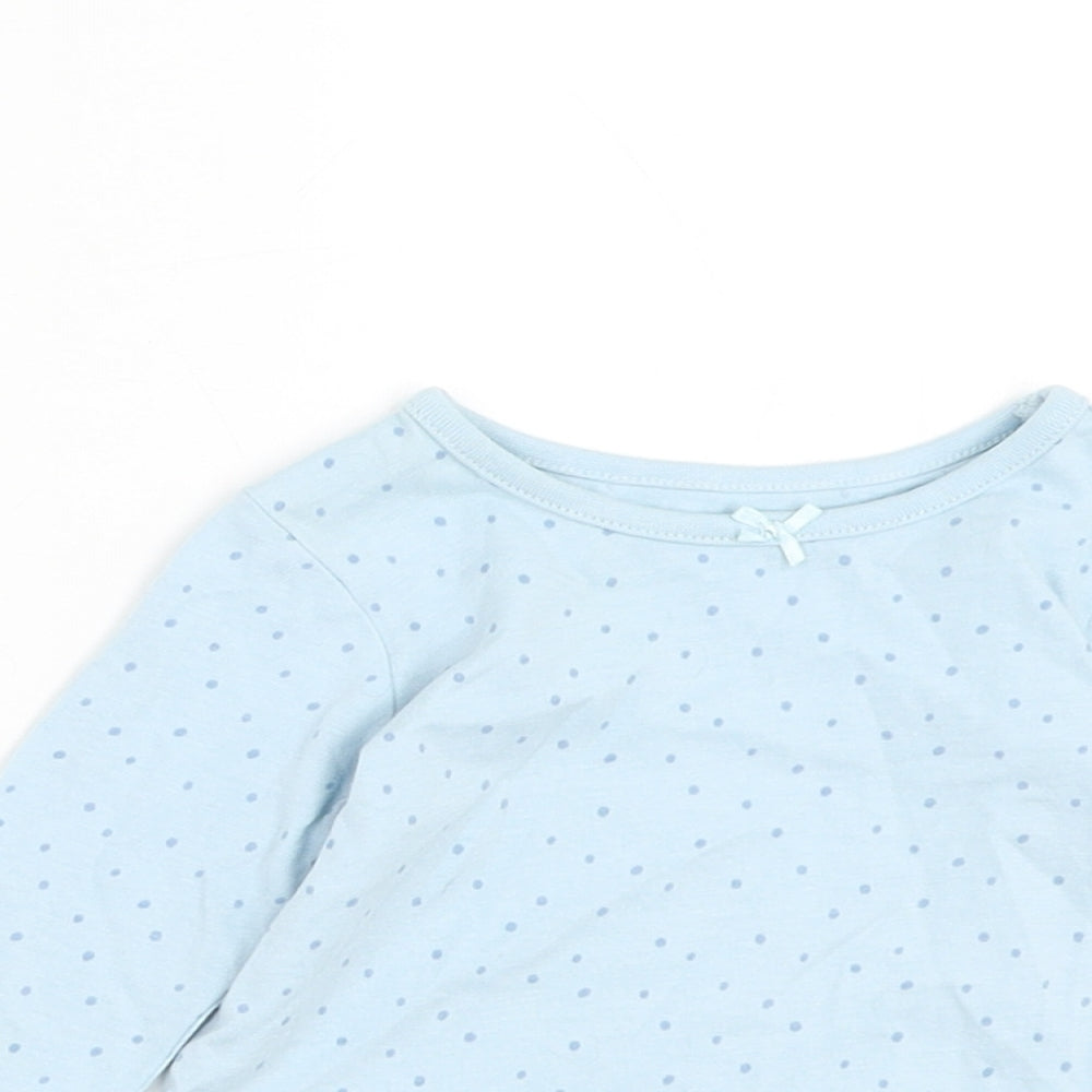 George Girls Blue Spotted Cotton Basic T-Shirt Size 0-3 Months Round Neck Pullover