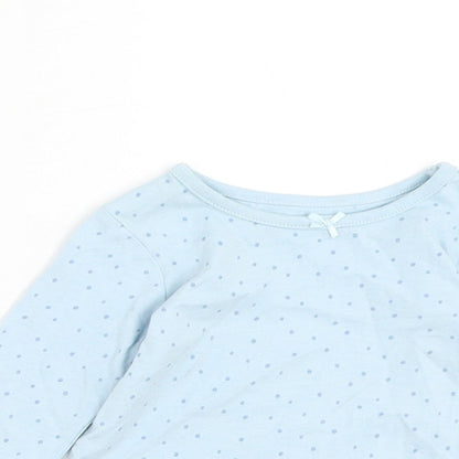 George Girls Blue Spotted Cotton Basic T-Shirt Size 0-3 Months Round Neck Pullover