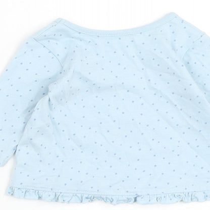 George Girls Blue Spotted Cotton Basic T-Shirt Size 0-3 Months Round Neck Pullover