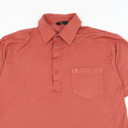 Gabucci Mens Red Cotton Polo Size L Collared Pullover