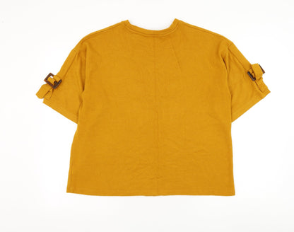 F&F Womens Yellow Round Neck Polyester Pullover Jumper Size 12