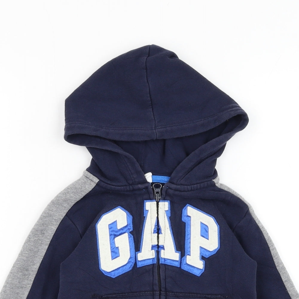 Gap Boys Blue Cotton Full Zip Hoodie Size 2 Years Zip