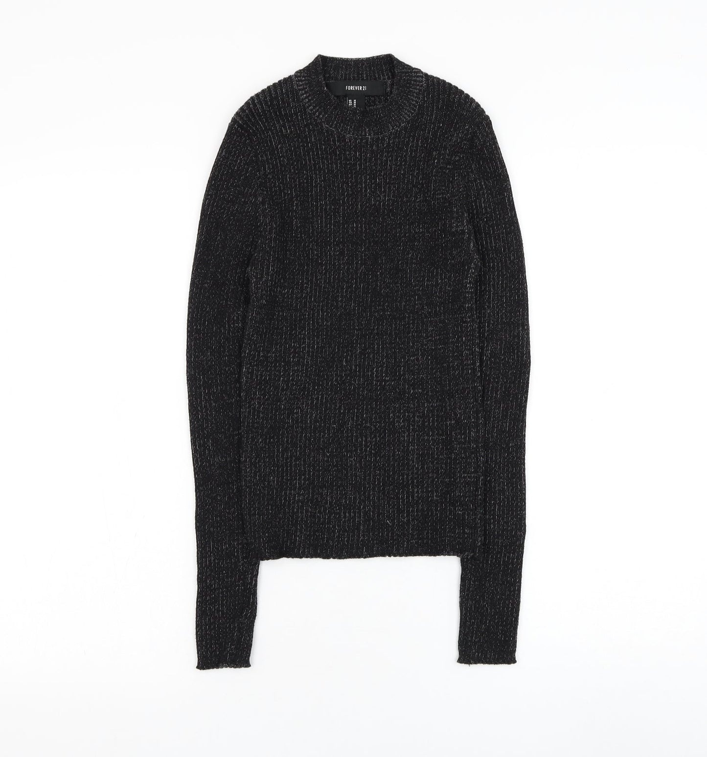 FOREVER 21 Womens Black Round Neck Polyester Pullover Jumper Size M