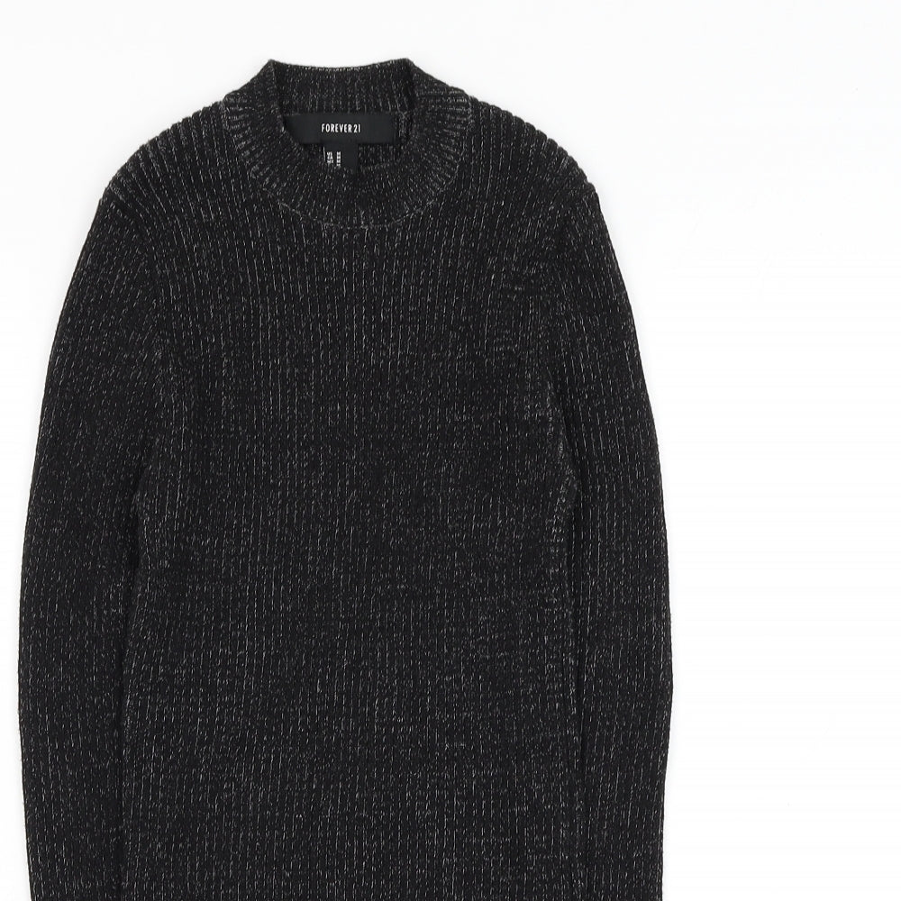 FOREVER 21 Womens Black Round Neck Polyester Pullover Jumper Size M