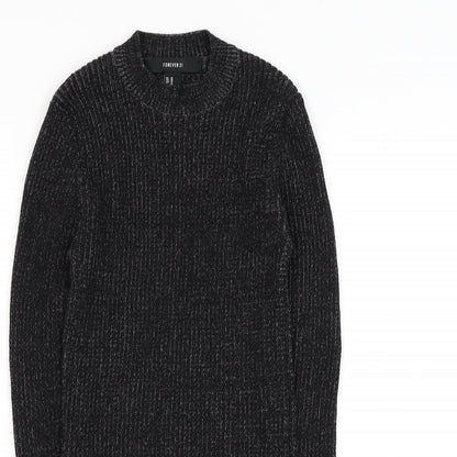 FOREVER 21 Womens Black Round Neck Polyester Pullover Jumper Size M
