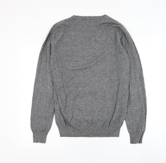 Shore Leave Mens Grey Round Neck Cotton Pullover Jumper Size M