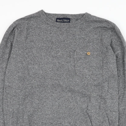 Shore Leave Mens Grey Round Neck Cotton Pullover Jumper Size M
