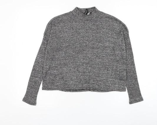 Divided by H&M Womens Grey Mock Neck Polyester Pullover Jumper Size XS
