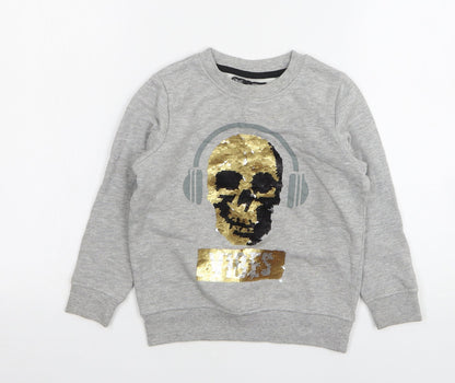 NEXT Boys Grey Cotton Pullover Sweatshirt Size 5 Years